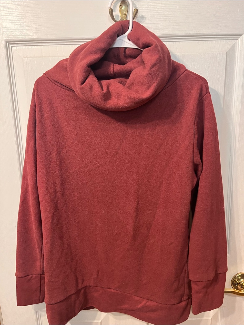 Women's Cowl Neck Pullover Sweatshirt - Rosewood